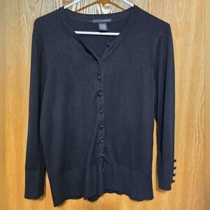 Black 3/4 Sleeve Cartigan Sweater
